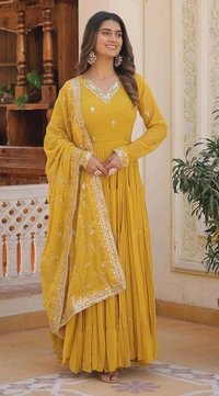 Women's Georgette Anarkali kurta set & Duptta For Women - Hokey Pokey, XXL