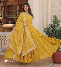 Women's Georgette Anarkali kurta set & Duptta For Women - Hokey Pokey, XXL