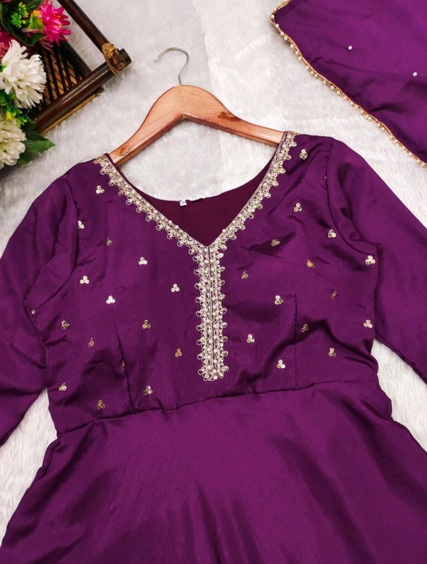 Rayon Blend Stitched Anarkali Gown (Pink) - Finn, XL