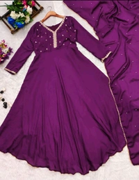 Rayon Blend Stitched Anarkali Gown (Pink) - Finn, XL