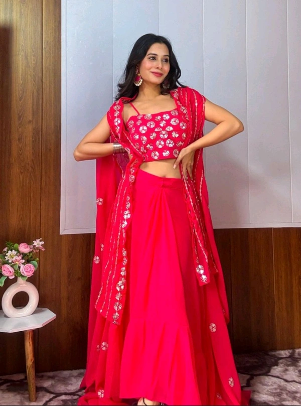 STYLISH INDO-WESTERN OUTFIT - Torch Red, Free Size