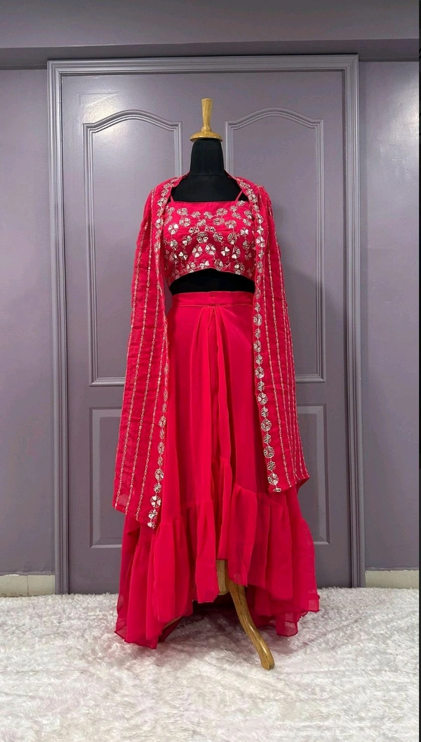 STYLISH INDO-WESTERN OUTFIT - Torch Red, Free Size