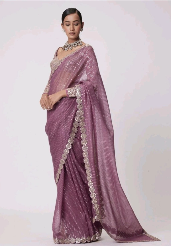 Purple Lehenga And Dupatta Organza Embroidery Mirror Butti Work Bridal Set - Strikemaster, Free Size