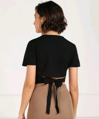 Casual Regular Sleeves Solid Women Black Top - Black, XL