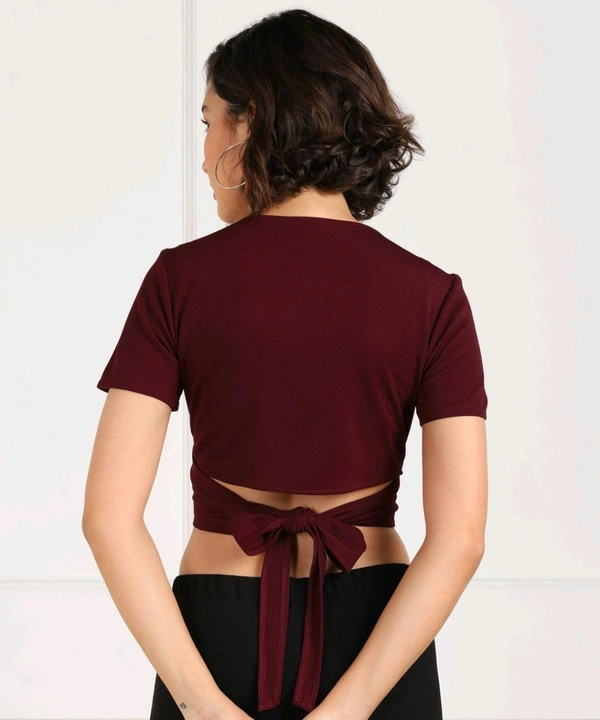 Casual Regular Sleeves Solid Women Black Top - maroon, XL