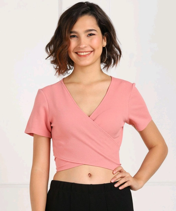 Casual Regular Sleeves Solid Women Black Top - Rose pink, XL