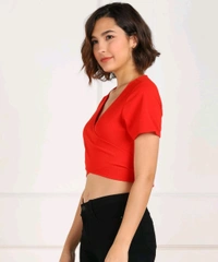 Casual Regular Sleeves Solid Women Black Top - Red, XS
