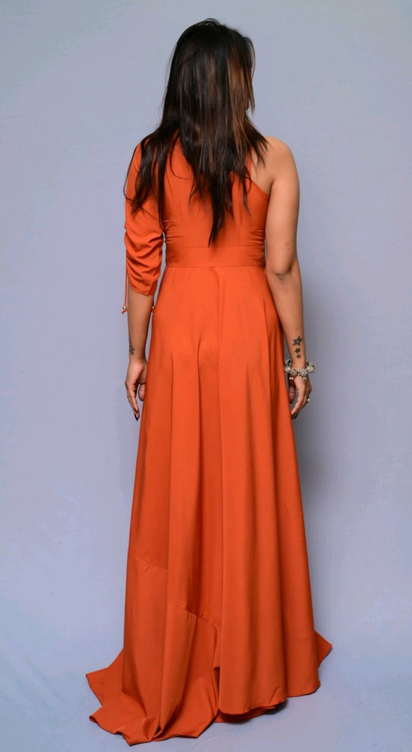 Women Fit and Flare Maroon Dress
 - Burning Orange, L