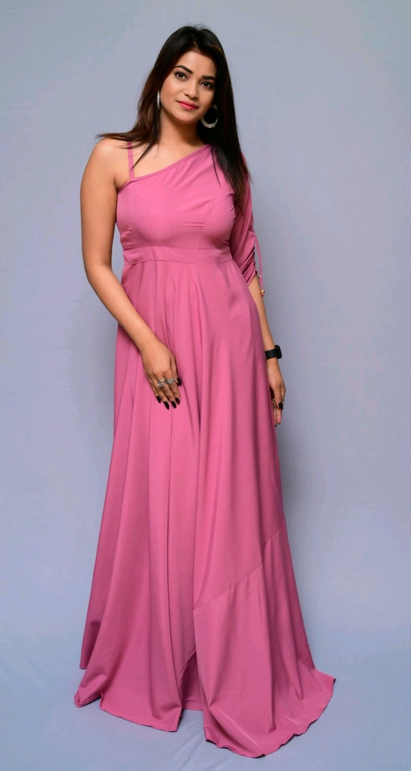 Women Fit and Flare Maroon Dress
 - Pink, L