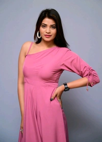Women Fit and Flare Maroon Dress
 - Pink, L