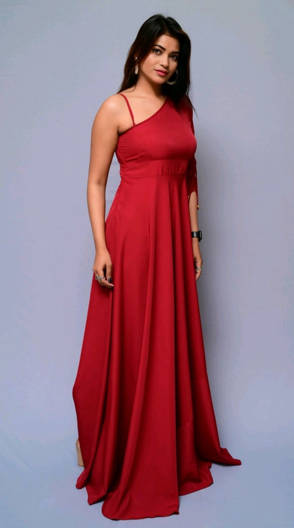 Women Fit and Flare Maroon Dress
 - Maroon, S