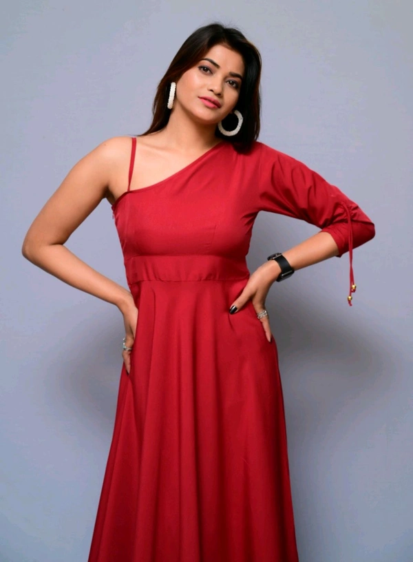 Women Fit and Flare Maroon Dress
 - Maroon, S