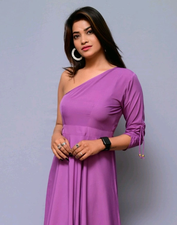 Women Fit and Flare Maroon Dress
 - Lavender, XXL