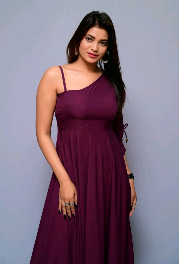 Women Fit and Flare Maroon Dress
 - Wine, 4XL