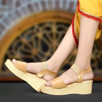 Women Wedges Sandal (Black, 6)
 - Whiskey, 6