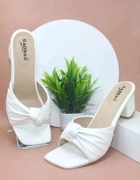 Block Heel Slipper For Women And Girl - White, 4