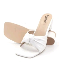 Block Heel Slipper For Women And Girl - White, 4