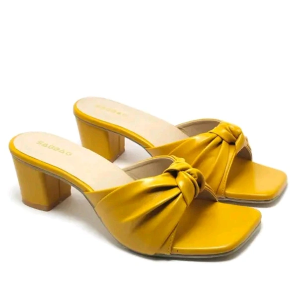 Block Heel Slipper For Women And Girl - Buddha Gold, 5