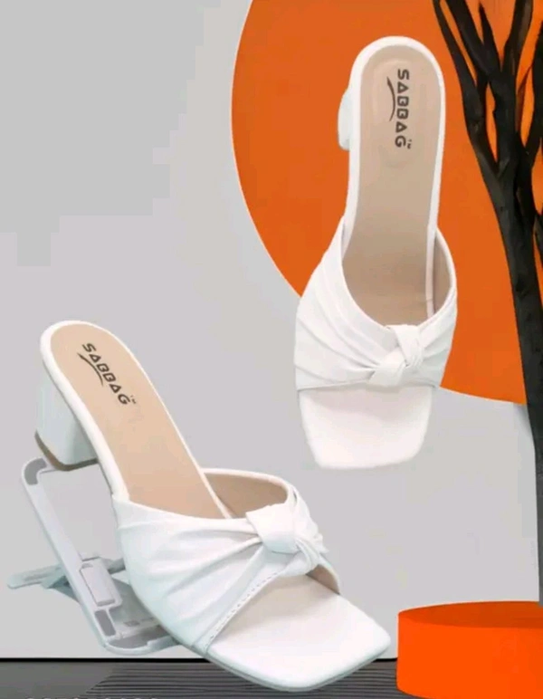Block Heel Slipper For Women And Girl - White, 7