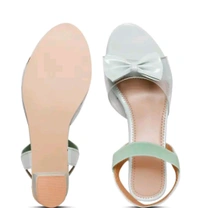 Trendz Walk Fancy & Stylish Transparent Block Heel Sandal Upper Bow Design 2 inch Heel Snadal - Summer Green, 3
