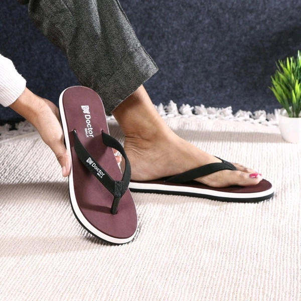 Lightweight Antiskid|Ortho|Heels Slippers for Women Flip Flop for Girls Women Slippers
(Maroon, 4)
 - Ferra, 4