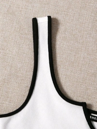 Women's Casual Notch Neck Ribbed Knit Slim Fit Crop Tank Top
 - White, XS