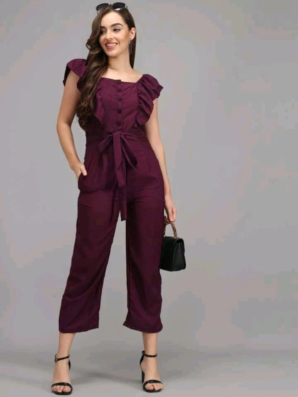 Solid women jumpsuit.  - Tawny Port, L