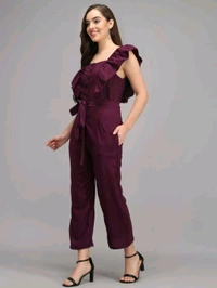 Solid women jumpsuit.  - Tawny Port, L