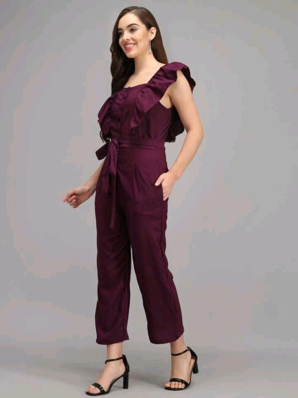Solid women jumpsuit.  - Tawny Port, L