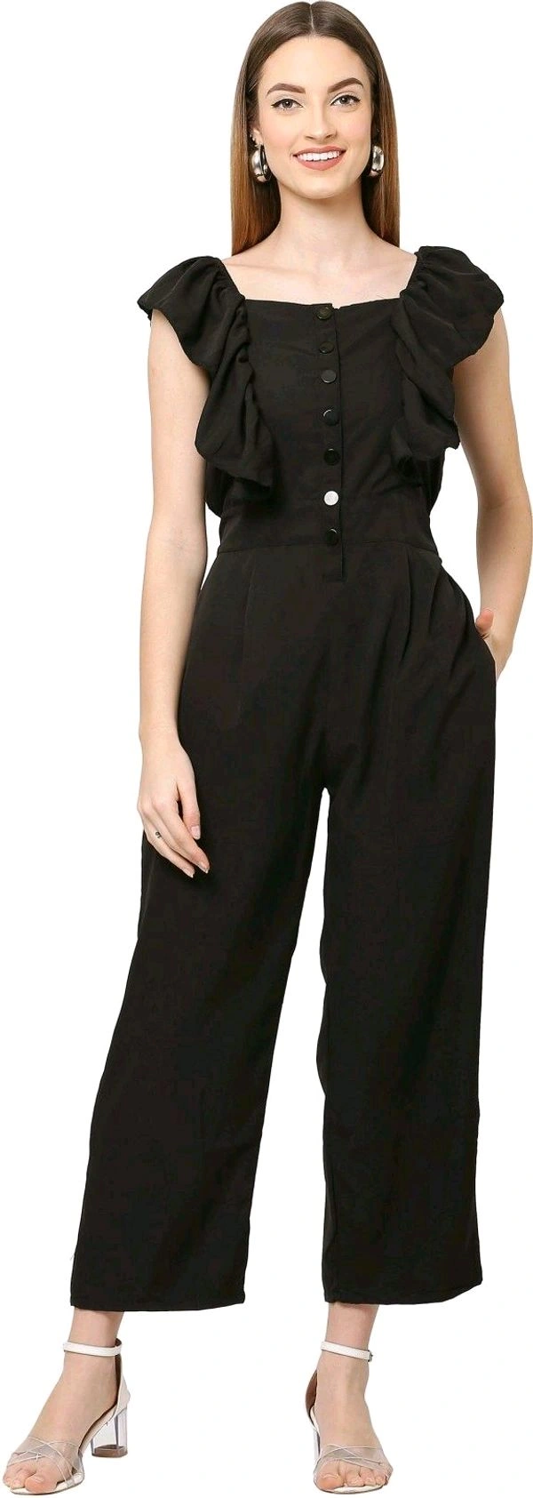 Solid women jumpsuit.  - Black, XL