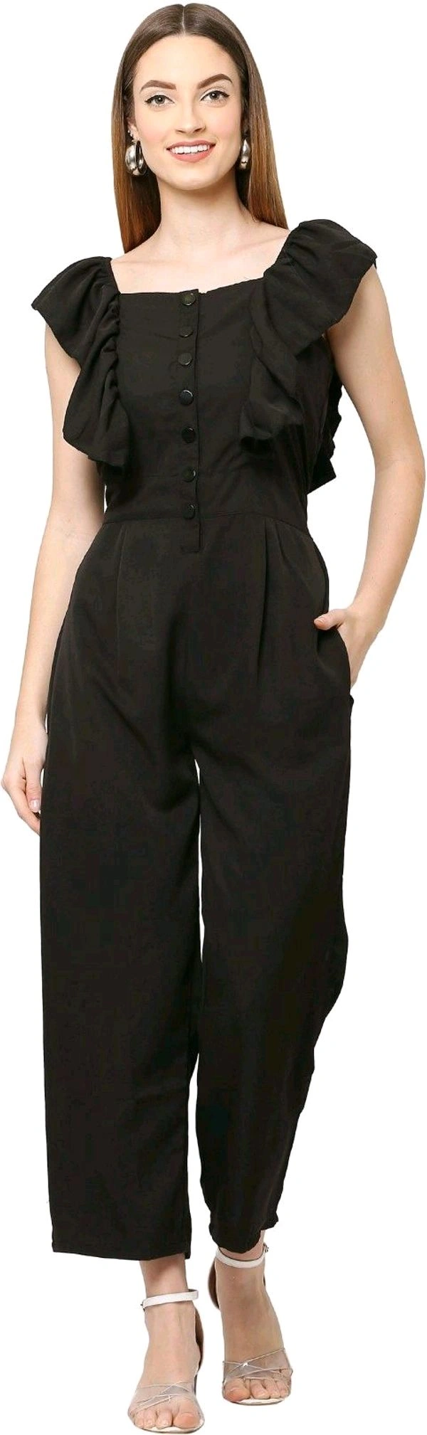 Solid women jumpsuit.  - Black, XL
