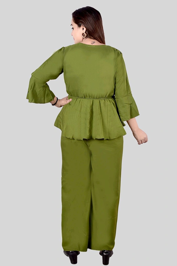 Women Crepe Crop Top Palazzo Set - Sycamore, XS