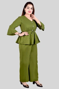 Women Crepe Crop Top Palazzo Set - Sycamore, XS