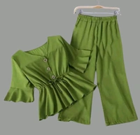 Women Crepe Crop Top Palazzo Set - Sycamore, XS