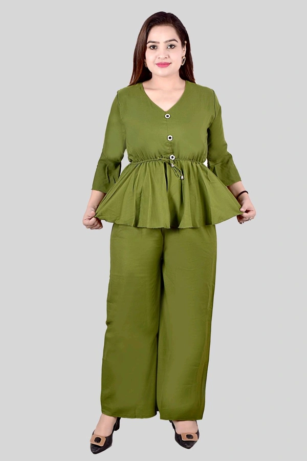 Women Crepe Crop Top Palazzo Set - Sycamore, XXS