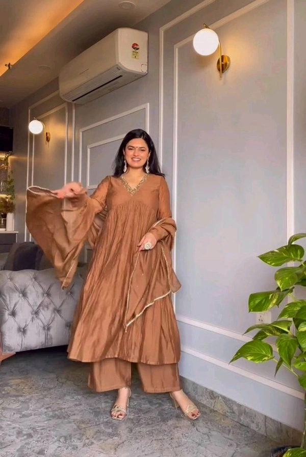 Wine Elegant Party Wear Alia Cut Anarkali Gown Set with Dupatta & Bottom - Cape Palliser, XXL