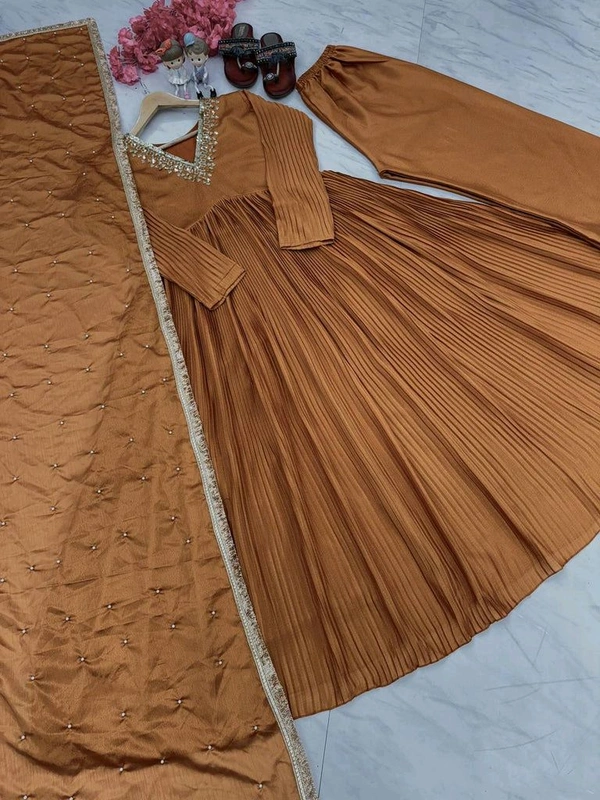 Wine Elegant Party Wear Alia Cut Anarkali Gown Set with Dupatta & Bottom - Cape Palliser, XXL