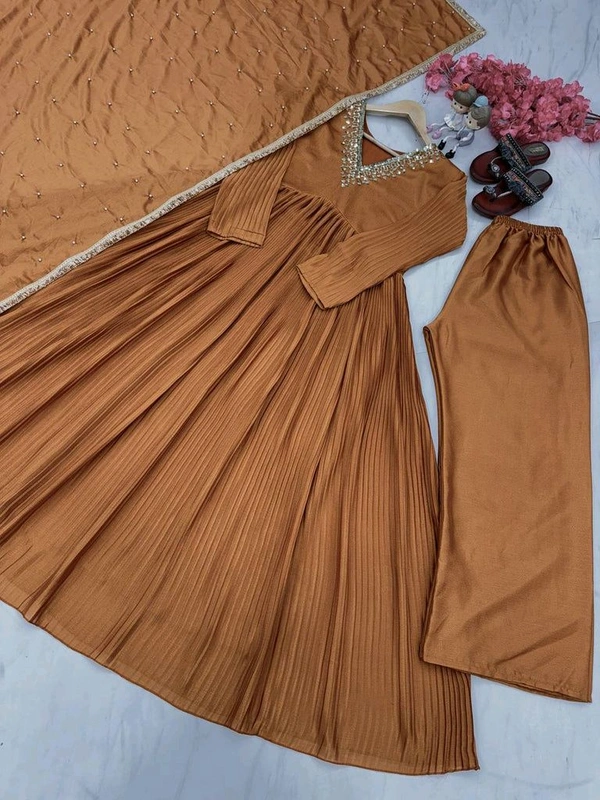 Wine Elegant Party Wear Alia Cut Anarkali Gown Set with Dupatta & Bottom - Cape Palliser, XXL