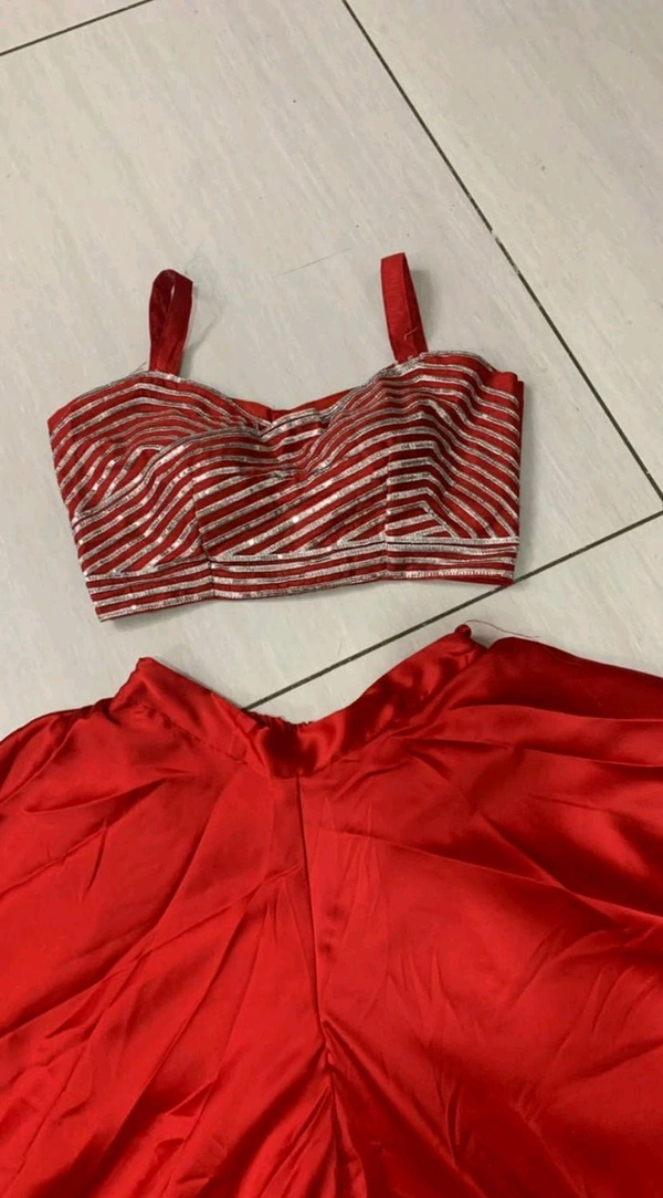 Red Blouse And Palazzo Set - Red, Free Size