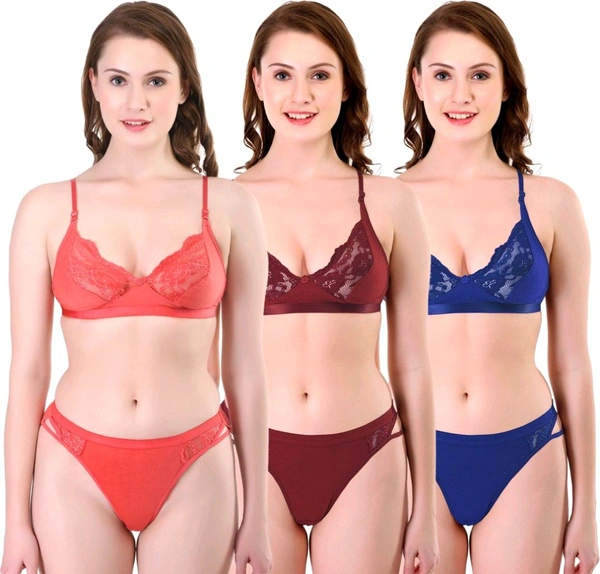 Bra & Panty Set Self Design Multicolor Lingerie Set
 - 34B
