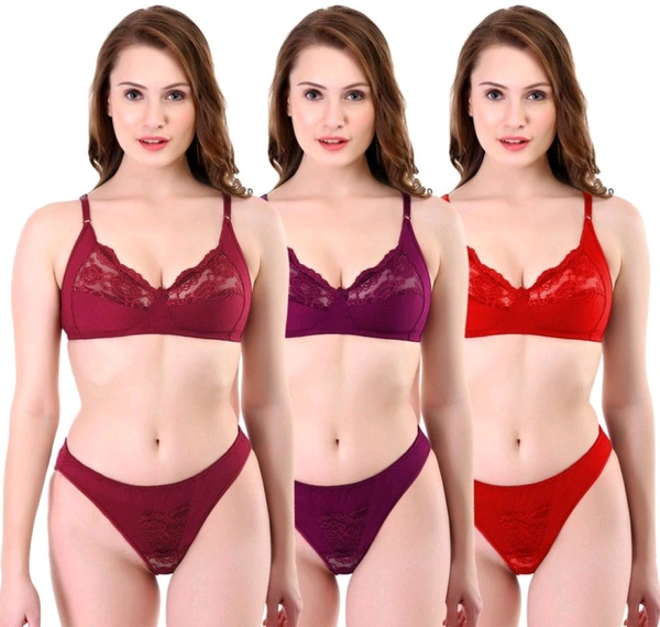 Bra & Panty Set Self Design Multicolor Lingerie Set - 32B