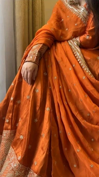 Wedding Special Rust Orange Color Silk Lehenga Choli - Pomegranate, XL