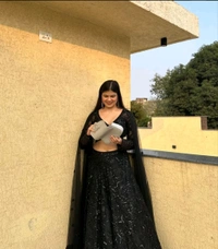 Black partywear sequins Lehenga - Black, Free Size