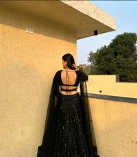 Black partywear sequins Lehenga - Black, Free Size