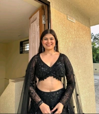 Black partywear sequins Lehenga - Black, Free Size