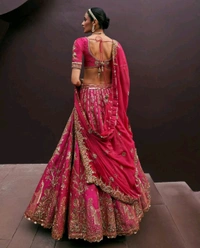 Rani Pink Bridal Lehenga Set
 - Violet Red, Free Size