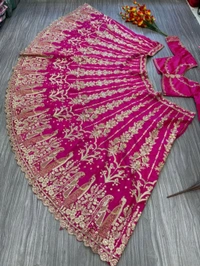 Rani Pink Bridal Lehenga Set
 - Violet Red, Free Size