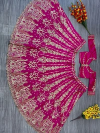 Rani Pink Bridal Lehenga Set
 - Violet Red, Free Size
