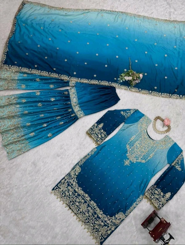 Havy Chinon Blue Designer Suit
 - Deep Cerulean, M