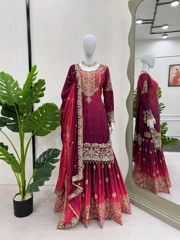 Havy Chinon Blue Designer Suit
 - Rose Bud Cherry, M